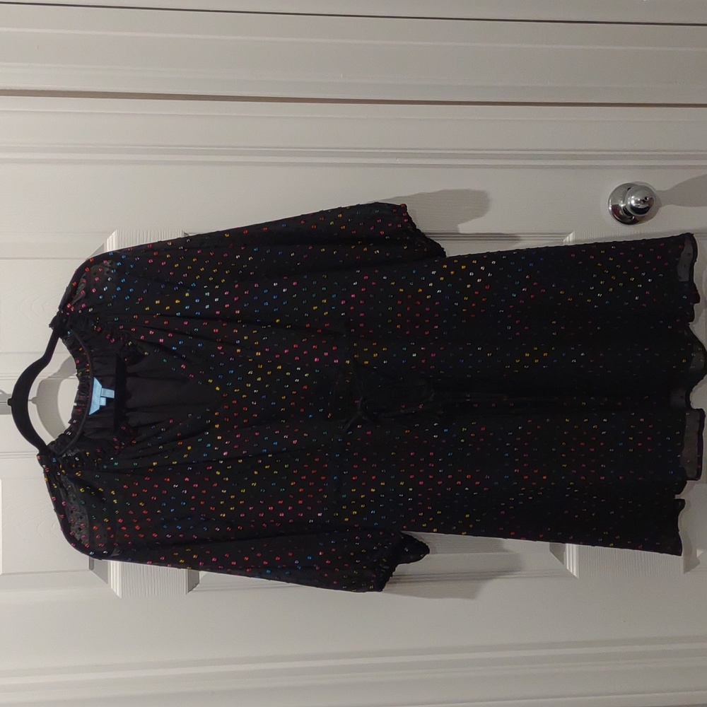 Draper James Kelli Babydoll Dress in Shimmer Rainbow Dot. Size 1X.